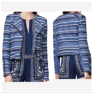 BCBGMazAzria Novak Striped Moto Jacket